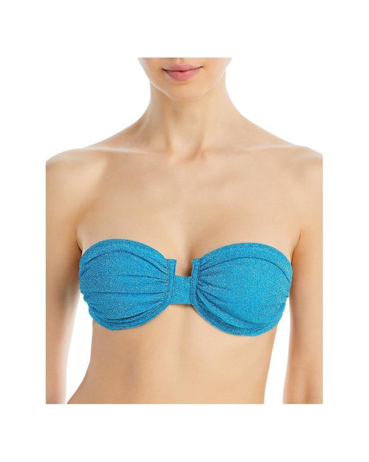 Baobab Blue Gioia Top Metallic Polyester Bikini Swim Top