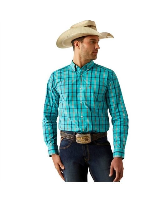 Ariat Blue Fitted Pro Series Button for men