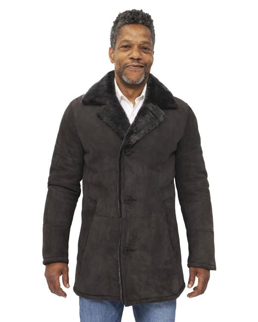 Infinity Leather Men's Black Sheepskin Classic Car Coat-Littlehampton