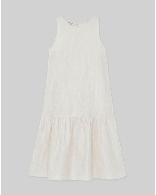 Lafayette 148 New York White Sunburst Fil Coup?? Organic Cotton Peplum Dress