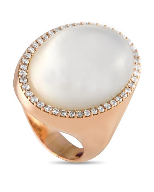 Roberto Coin Natural 18k Rose 0.55ct Diamond And Mother Of Pearl Ring Rc01-122623