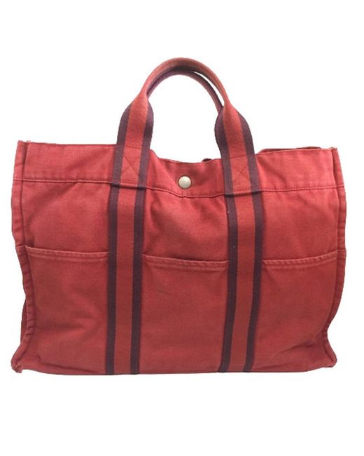 Hermès Red Canvas Tote Bag (pre-owned)