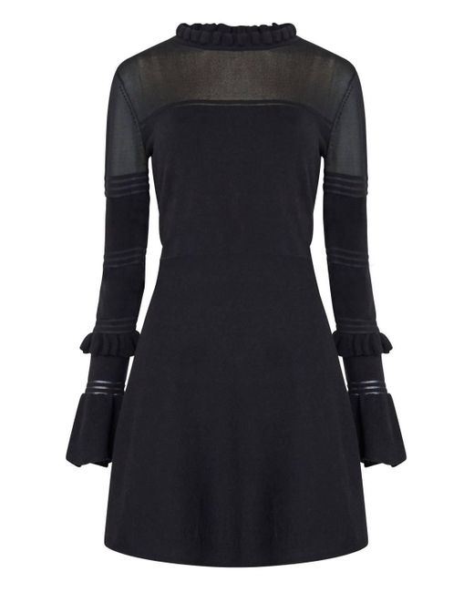 French Connection Black Lindsey Mesh Frill Dress