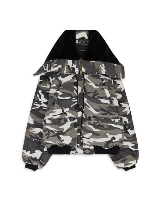 PROJECT G/R Black Camo Camo Oversized N2B Bomber Jacket for men