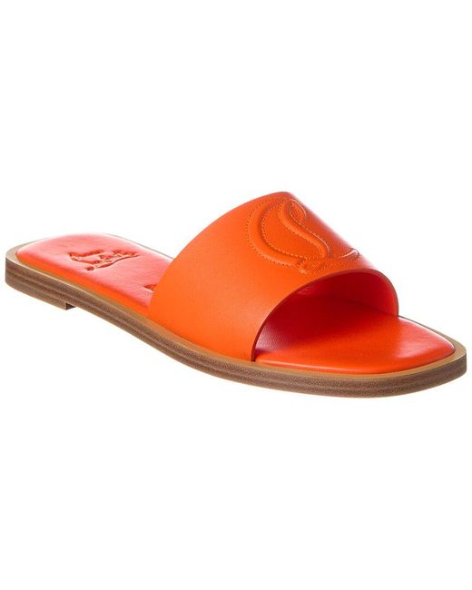 Christian Louboutin Orange Cl Mule Leather Sandal