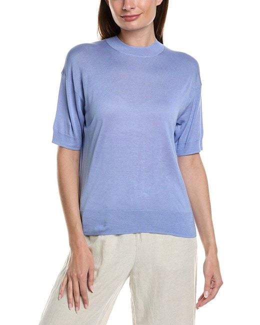 Theory Blue Easy Washable Silk-blend Shirt