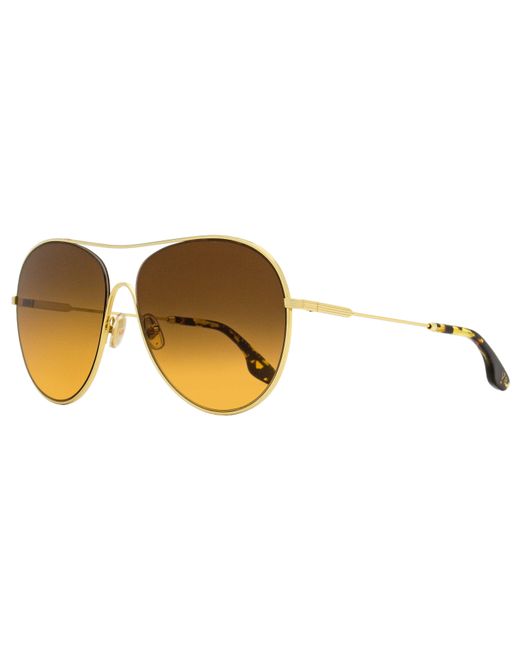 Victoria Beckham Black Oversize Aviator Sunglasses Vb131s 708 Gold/havana 63mm