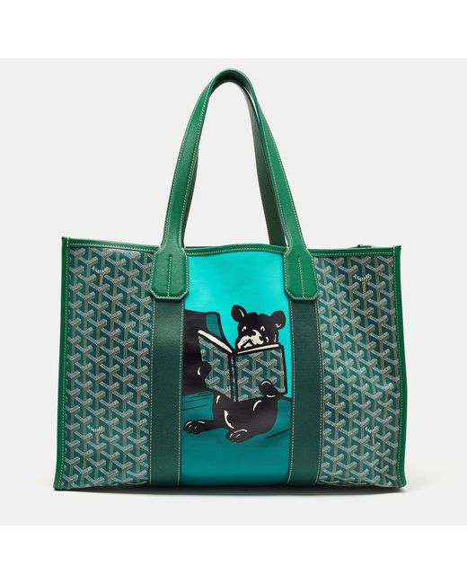 Goyard Green Ine Coated Canvas And Leather Villette Tote