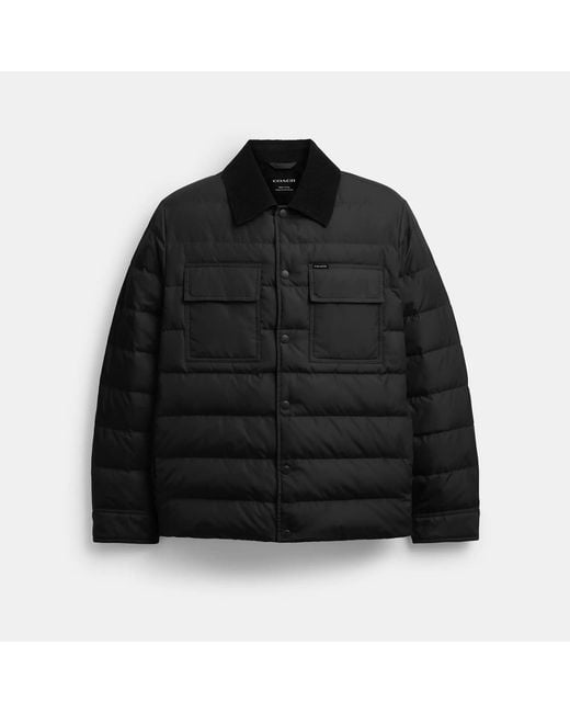 COACH Black Lightweight Shirt Down Jacket for men