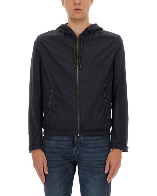 Boss Blue L-Calfo1" Jacket With Hood And Zipper for men