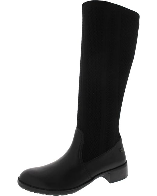 Aetrex Black Belle Leather Pull On Knee-high Boots