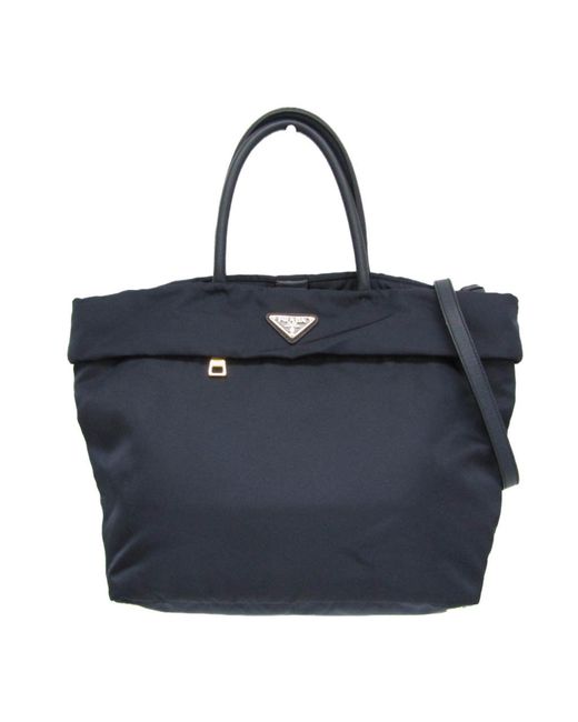 Prada Blue Tessuto Synthetic Tote Bag (pre-owned)