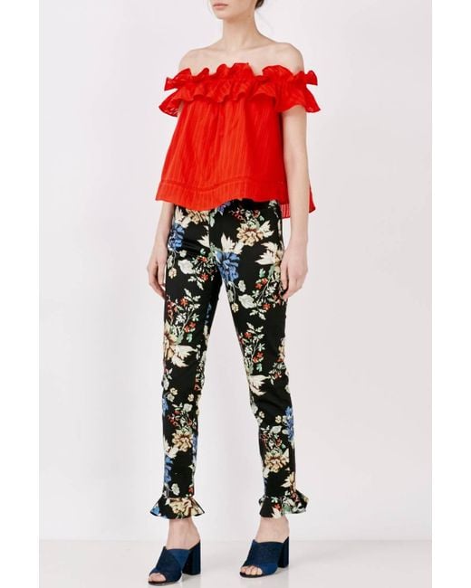 Nicholas Red Cotton Voile Sofia Ruffle Top
