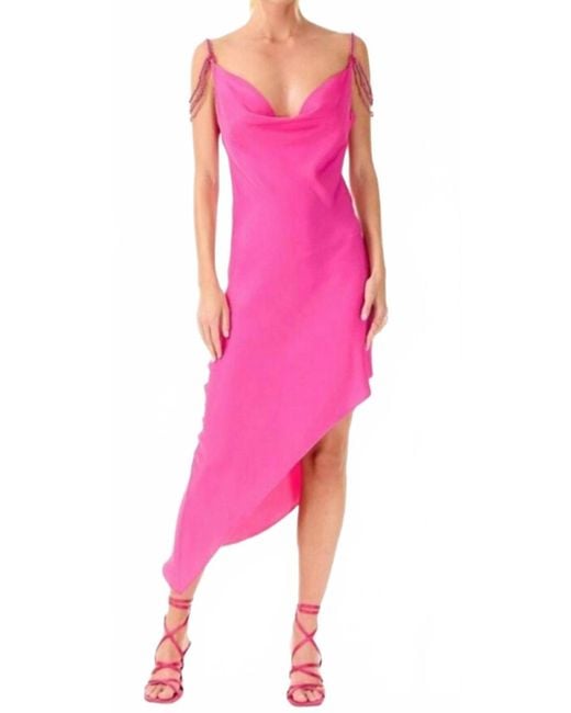 MY BEACHY SIDE Pink Ruby Beaded Midi Dress