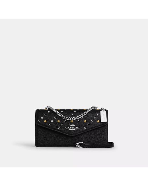 COACH Klare Envelope Crossbody Bag With Rivets in Black | Lyst