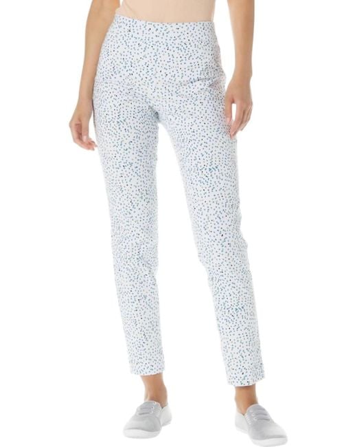 Slimsation By Multiples Blue Pull-On Ankle Pant
