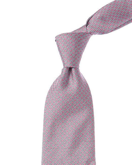 Brooks Brothers Purple Cane Link Pink Silk Tie for men