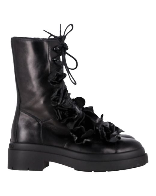 Jimmy Choo Black Nari Flowers Combat Booties