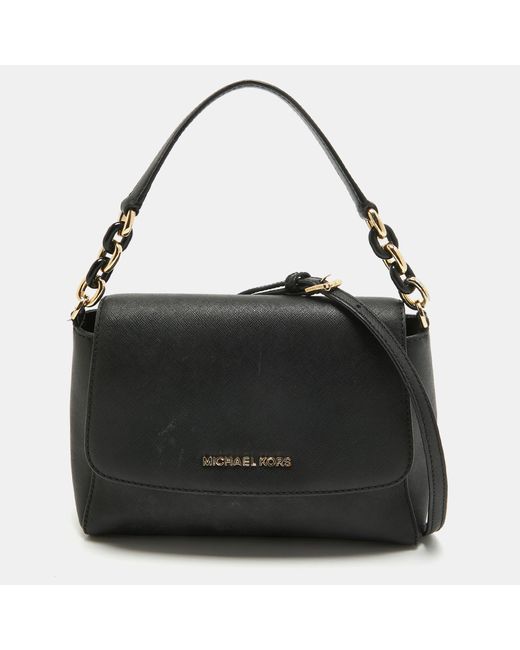 Michael Kors Black Safiano Leather Sofia Top Handle Bag