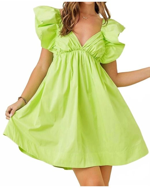 Ensemble Green Flutter Sleeve Mini Dress