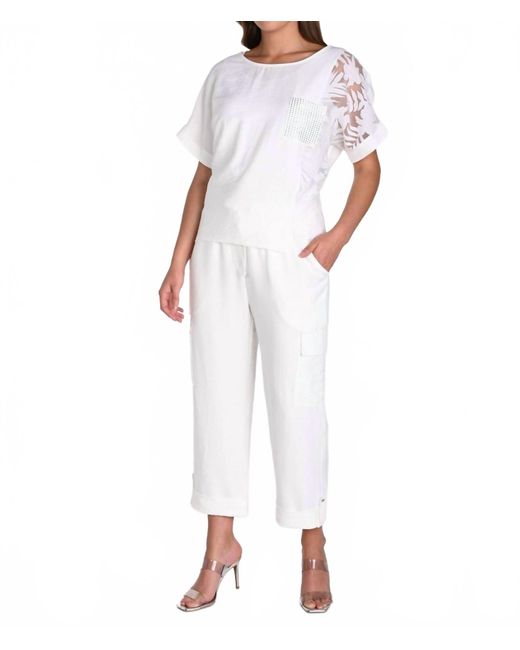 FRANK LYMAN White Capri Pants