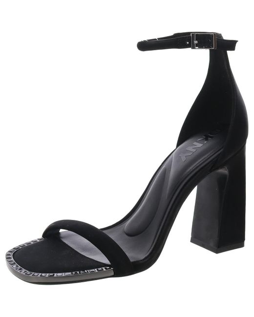 DKNY Black K4405033 Block Heel Manmade Ankle Strap