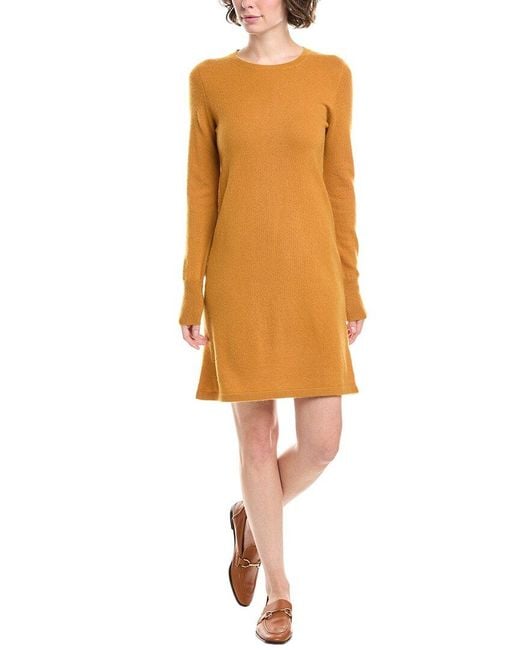 InCashmere Yellow Solid Cashmere T-Shirt Dress