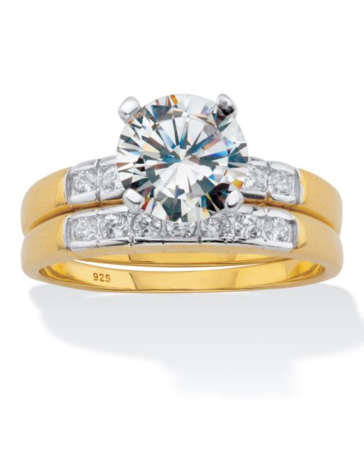 Palmbeach Jewelry Metallic 2.33 Cttw. Round-Cut Cz Two Tone-Plated Sterling 2 Piece Bridal Set