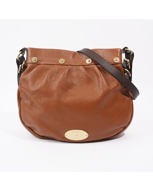 Mulberry Brown Mitzy Messenger Oak Grained Leather Shoulder Bag