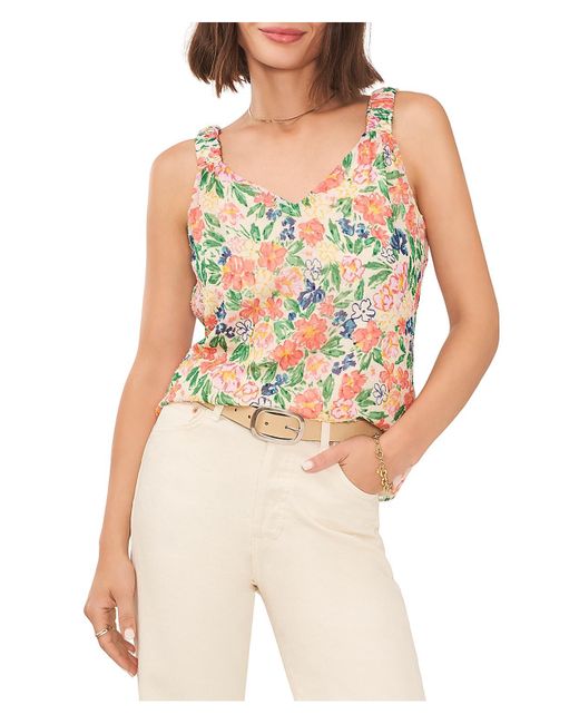 Vince Camuto White Ruched Chiffon Blouse
