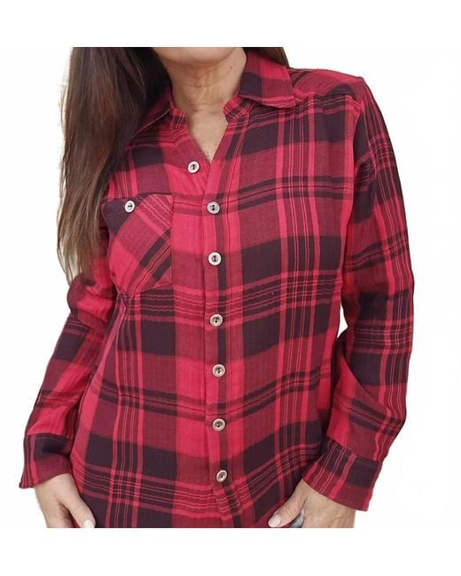 parsley & sage Red Reversible Button Front Top