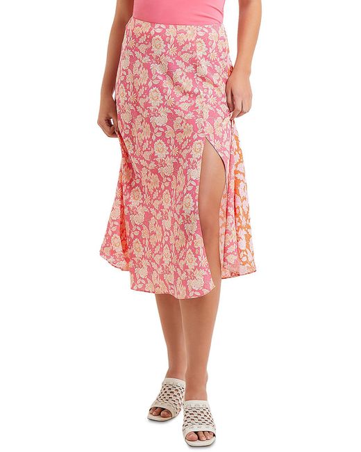 French Connection Pink Midi Floral Print Midi Skirt