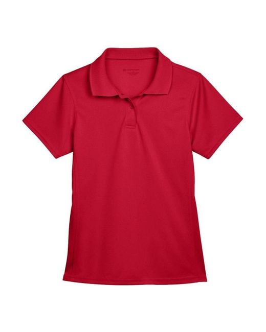 Harriton Red Polyester Jersey Polo