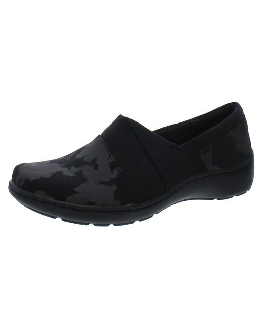Clarks Black Cora Heather Leather Slip On Loafers