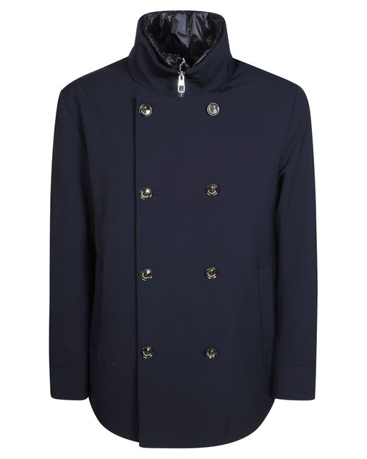 Montecore Blue Double-Breasted High-Collar Jacket for men