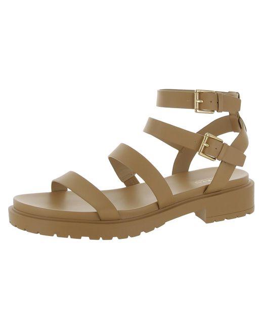 Lauren by Ralph Lauren Natural Kayleen Leather Strappy Ankle Strap