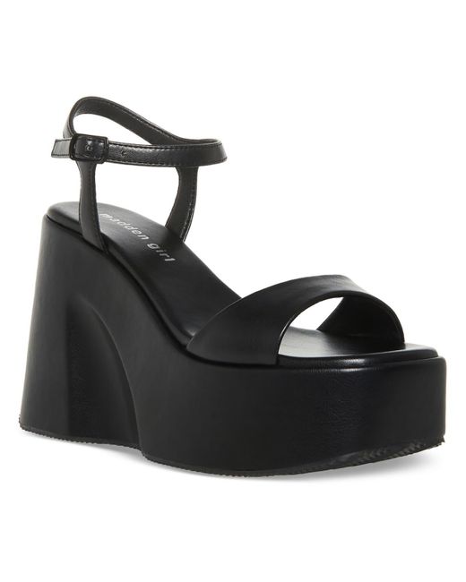 Madden Girl Black Silhouette Open Toe Ankle Strap Platform Heels
