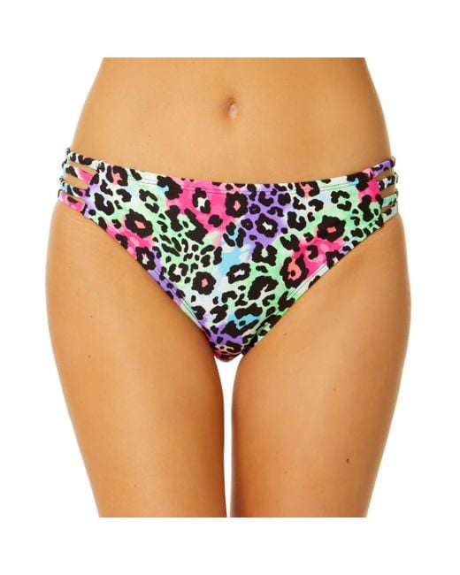 Salt + Cove Blue Juniors Leopard Print Strappy Swim Bottom Separates