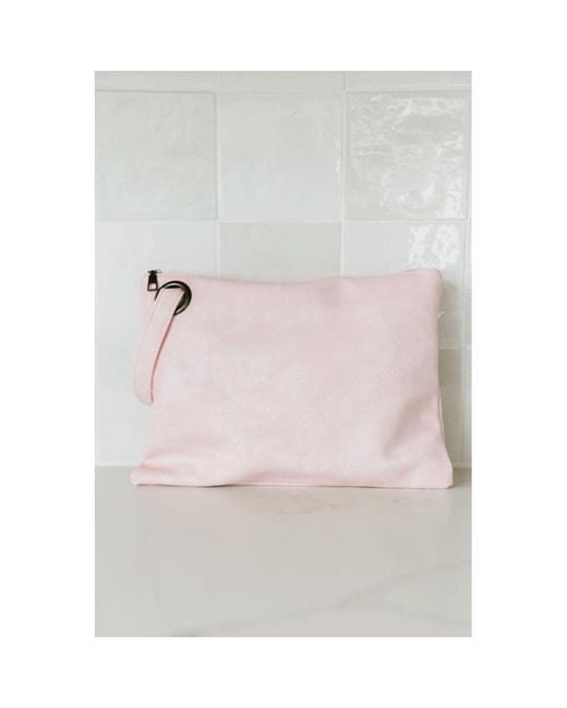 Fashnzfab Pink Alexa Oversized Clutch With Wristlet