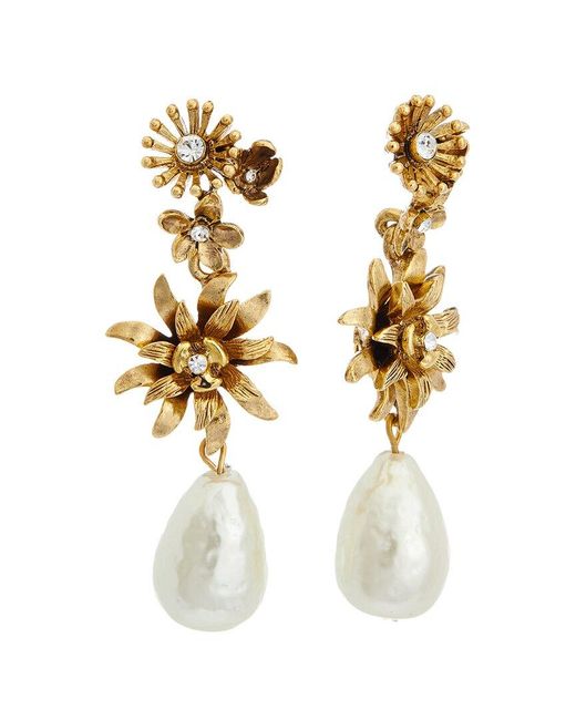 Oscar de la Renta Metallic 14k Bloom Earrings