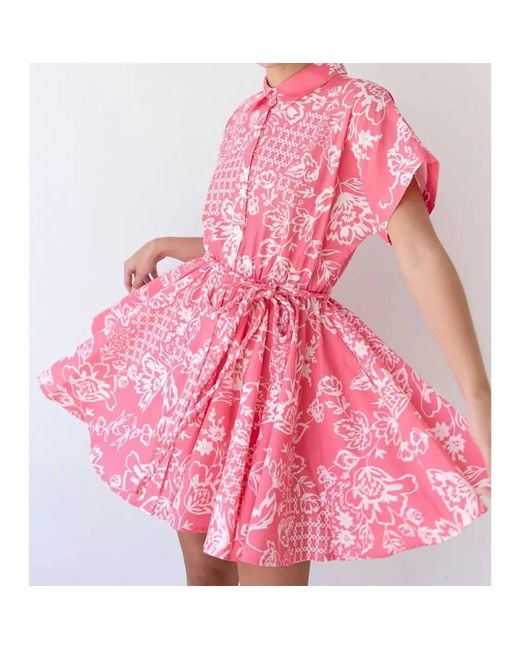 open lace back dress Floral Flirty Fun Mini Dress - Pink main image 0