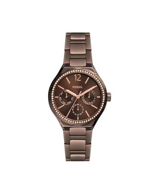 Fossil Brown Eevie Multifunction, -tone Stainless Steel Watch