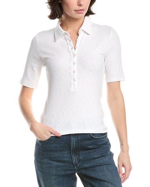 Rag & Bone White Ribbed Polo Sweater