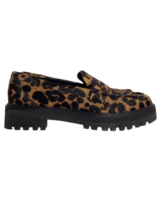 Reformation Black Agathea Leopard-Print Loafers