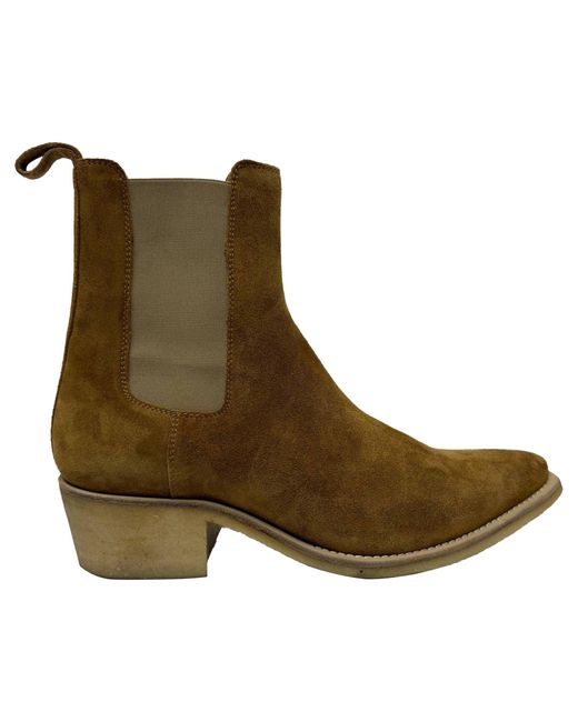 Amiri Brown Crepe Pointy Toe Chelsea Boots for men