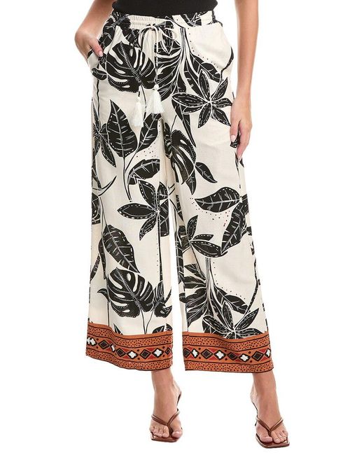 Fate White Drawstring Linen-Blend Pant