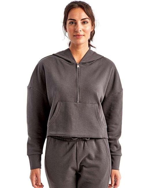 Tridri Gray Alice Half-Zip Hooded Sweatshirt