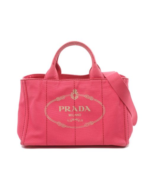 Prada Pink Canapa Kanapa Handbag Tote Bag Canvas 2way