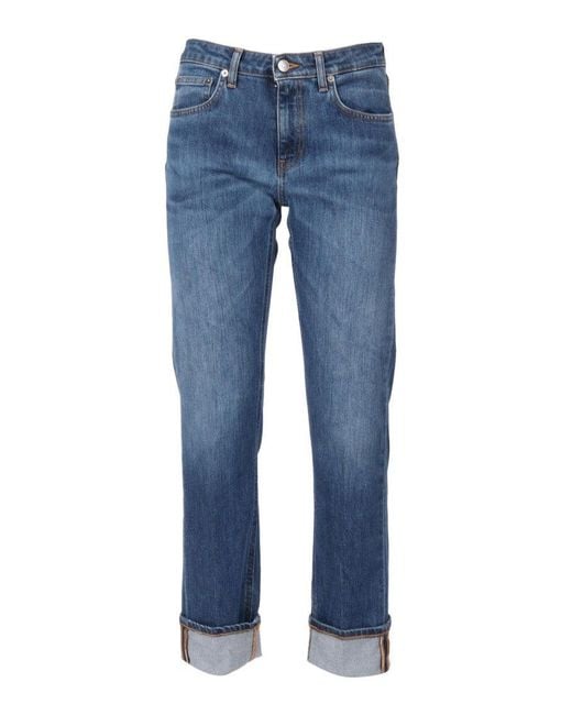 Dondup Blue Relaxed Fit Jeans With Rolled Cuffs