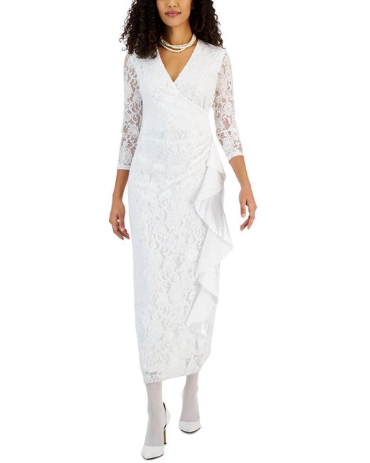 Kasper White Lace Evening Dress